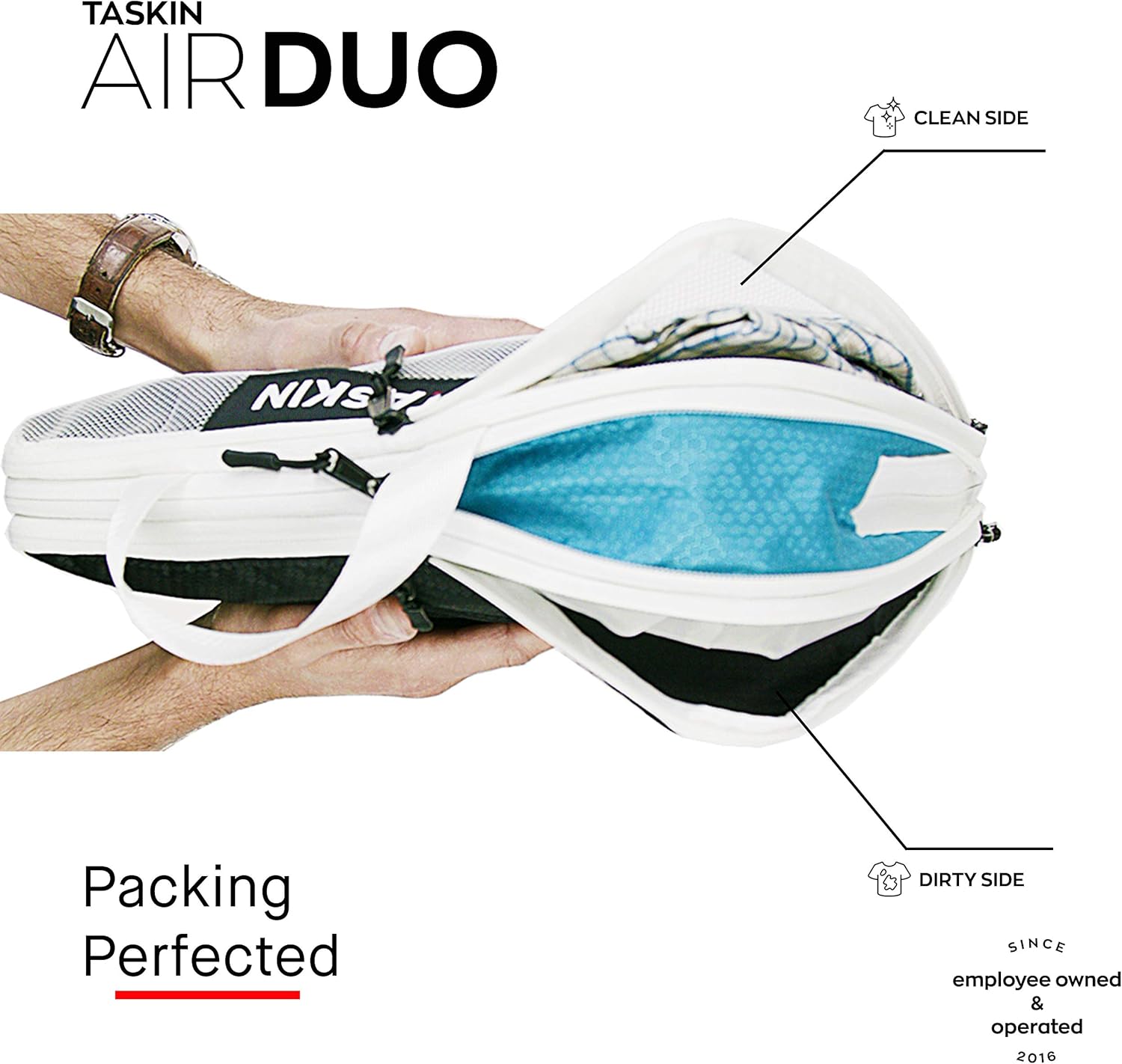 Taskin Compression Packing Cubes | Separate Clean & Dirty Compartments w/Flexible Separator | YKK Zippers | Set of 6 (2XL + 2L + 2M) - Image 3