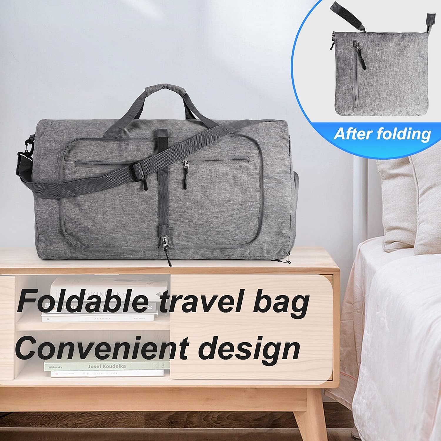 Travel Duffle Bag for Men, 65L 85L 115L Foldable Travel Duffel Bag with Shoes Compartment Overnight Bag for Men Women - Image 8